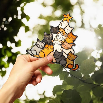 🎄Early Sale-50% OFF😻Cat Christmas Tree Suncatcher Ornament